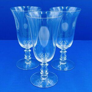 Cambridge Glass Regency Clear Stem 3575 Footed Iced Tea Glass Set of 3